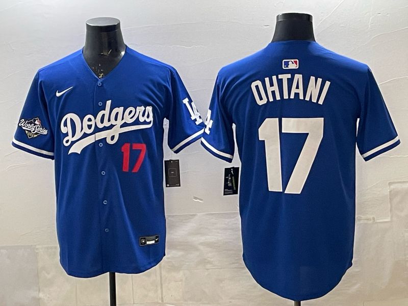 Men 2025 Nike Los Angeles Dodgers #17 Ohtani Blue Game MLB Jersey 01